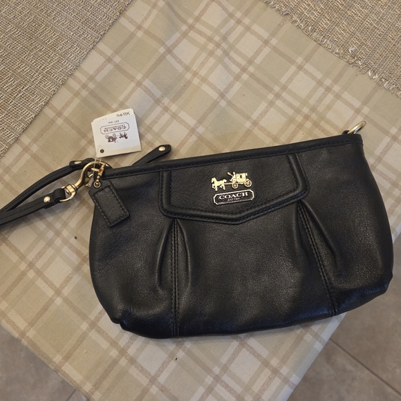 Coach Black Leather Wristlet - Picture 1 of 5